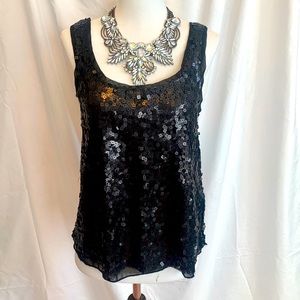 Stunning sequin top with tie back. S/M Black